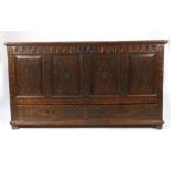A 17th century and later oak mule chest,