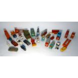 A mixed group of loose diecast models including a Corgi Walls ice cream van,