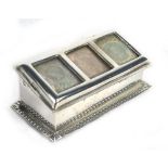 An Edwardian silver three section stamp box of rectangular form, makers mark indistinct,