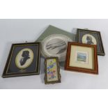 A group of six miniature prints and watercolours