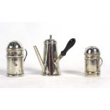 A Victorian novelty silver pepper in the form of a hot chocolate pot,