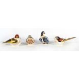A Royal Crown Derby paperweight modelled as a goldfinch,
