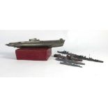 A mixed group of Dinky and other cast metal battleships,