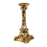 A Royal Crown Derby lamp base in the form of a candlestick decorated in the 'Old Imari' 1128