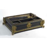For Restoration: a 19th century French ebony and brass mounted desk tidy, w.