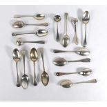 A mixed parcel of Victorian and later silver tea and other spoons, various designs,