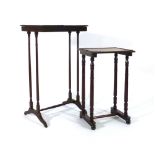 An early 19th cetury mahogany lamp table on spindle legs joined by a cross stretcher, w.