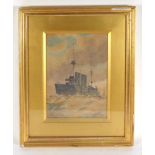 Harry Bush (1883-1987), a First World War dreadnaught, signed, watercolour,