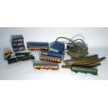 A mixed group of OO gauge accessories including wagons, track,