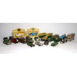 A mixed group of post-war playworn diecast, mostly Dinky including saloon cars, 'Speed of the Wind',