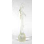 A 1930's carved frosted glass figure modelled as a Madonna and child by Leerdam, h.