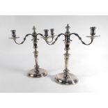 A pair of 18th century-style two branch candlesticks,