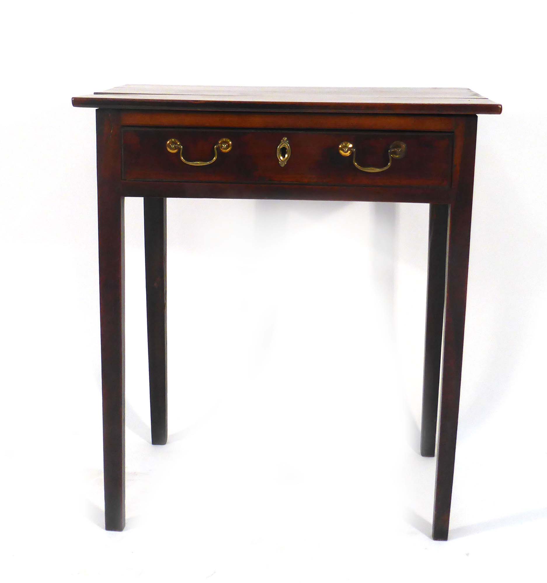 A George II/III mahogany lowboy with a single frieze drawer on tapering legs, w.