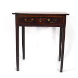 A George II/III mahogany lowboy with a single frieze drawer on tapering legs, w.