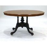 A Victorian walnut, strung and inlaid loo table,