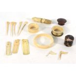 A mixed group of bone collectable's including napkin rings,