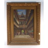 Early 20th century School, a study of a courtyard, oil on canvas,