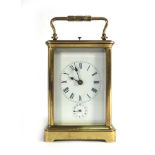A 19th century repeater carriage clock, the movement striking on a gong,