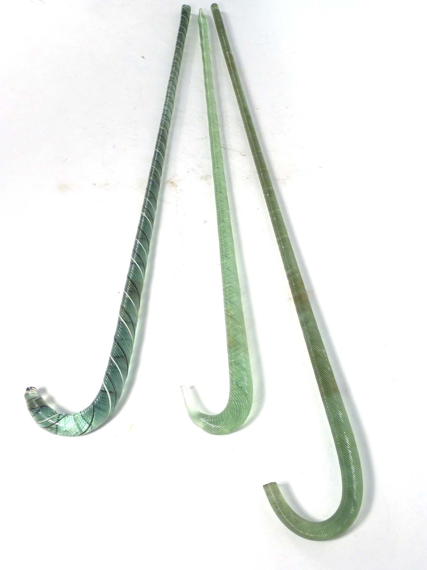 Three Victorian glass walking canes, - Image 2 of 3