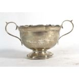 A silver two handled sugar bowl, makers mark indistinct, Birmingham 1938, h. 7.5 cm, 2.