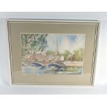 John Farquharson (20th century), Bedford Bridge, signed, watercolour,