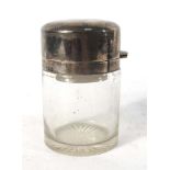 A late Victorian silver mounted cut glass bottle of cylindrical form, Chester 1897, h. 9.