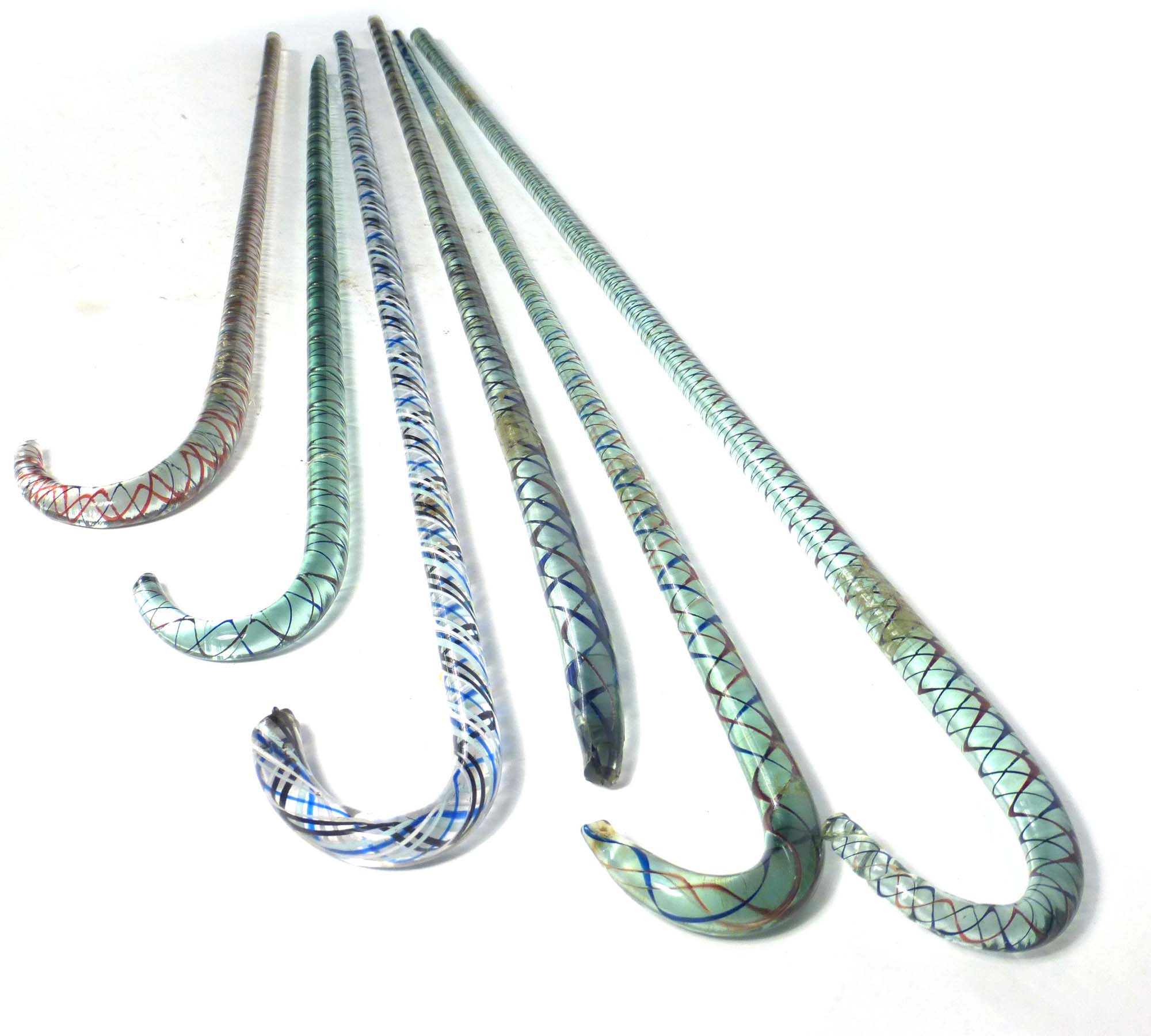 A group of six Victorian glass walking canes, - Image 2 of 4