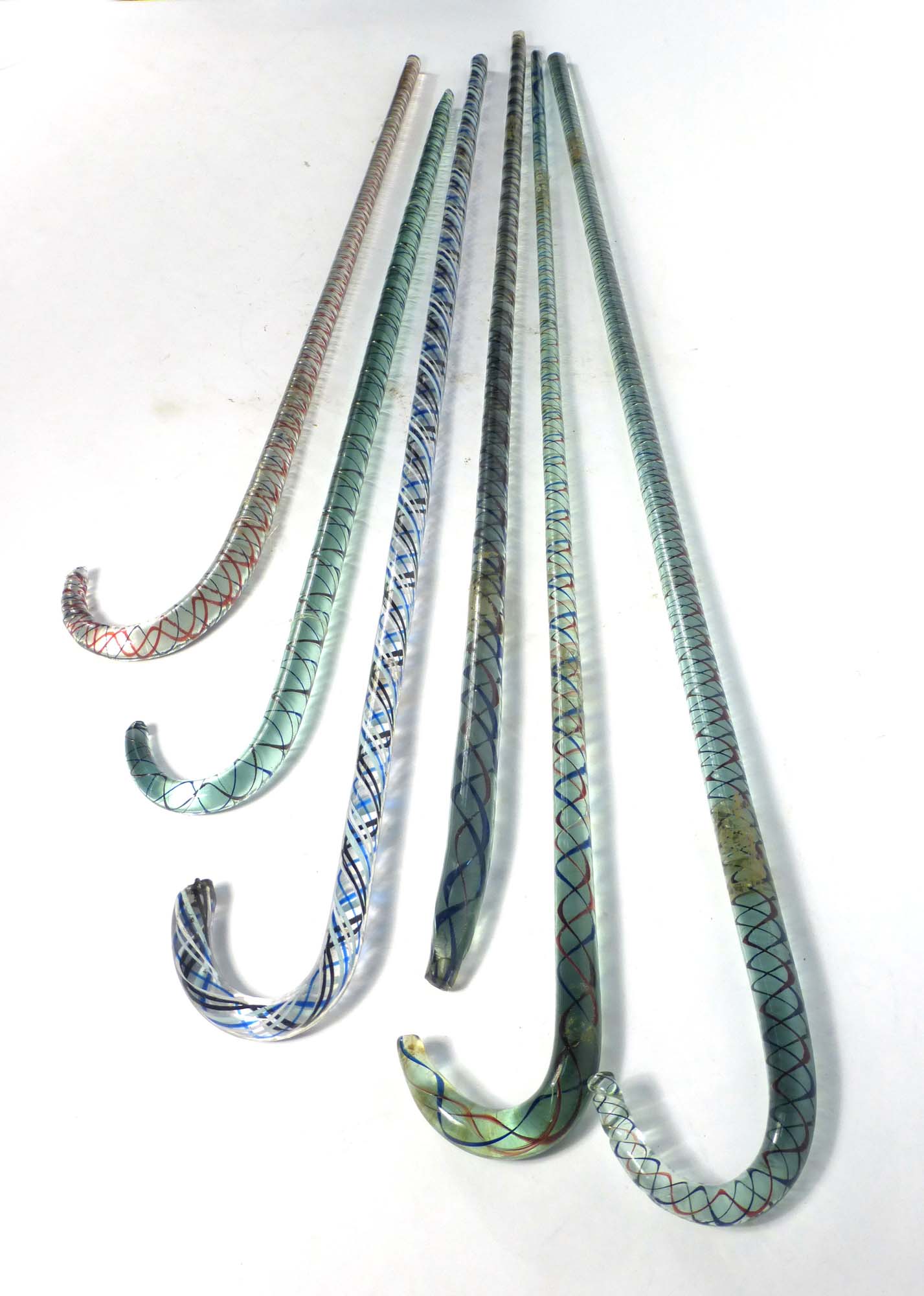 A group of six Victorian glass walking canes, - Image 3 of 4