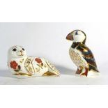 A Royal Crown Derby paperweight modelled as a puffin,