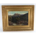 19th century School, cattle entering a Highland river, unsigned, oil on canvas,