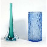 A Murano turquoise cased glass vase, h.