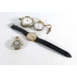 Three silver cased fob and pocket watches, various dates and makers,