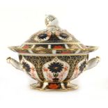 A small Royal Crown Derby two-handled tureen and cover decorated in the 'Old Imari' 1128 pattern