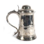 A George III silver covered tankard of tapered cylindrical form, maker (?)GC, London 1791, h.