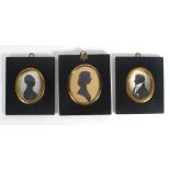 Three 19th century silhouttes in black and gilt metal mounted frames relating to the Roberts and