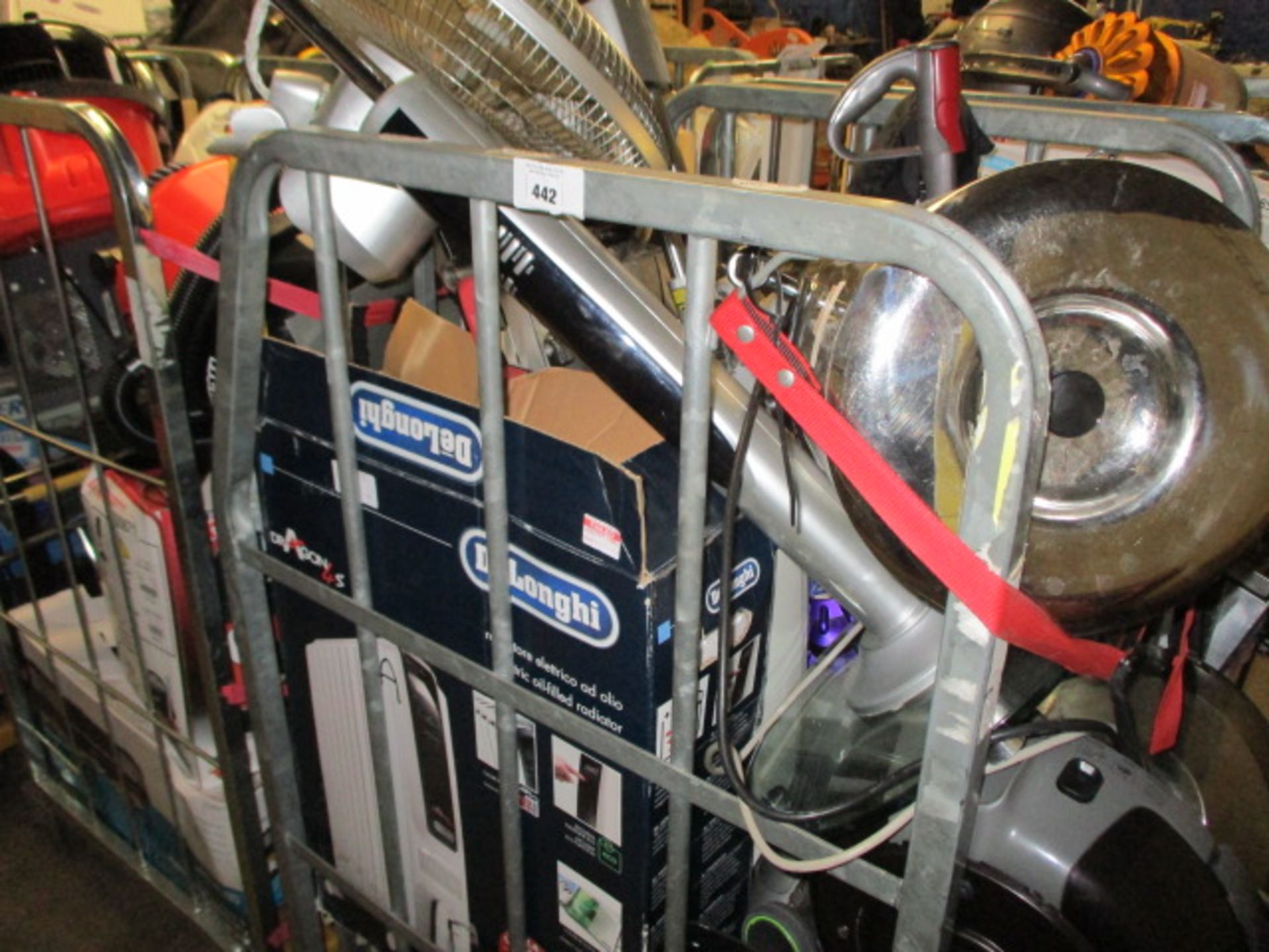 Stillage containing fans, heaters, microwaves, vacuum cleaners, etc. (failed electric safety tests)