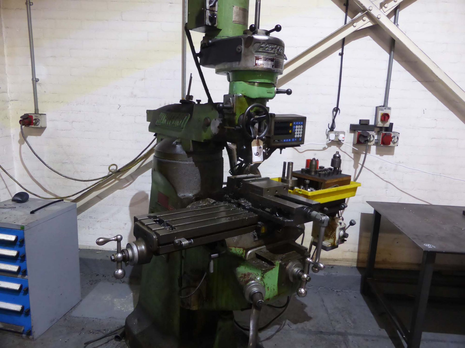 Hartford turret milling machine with powered table, Mitutoyo 2 axis DRO, machine vice and range of - Image 6 of 6