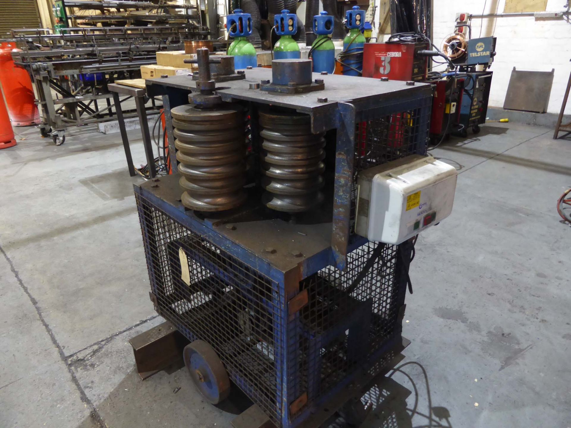 Single phase electric seven section pipe bending machine on trolley base - Image 2 of 3