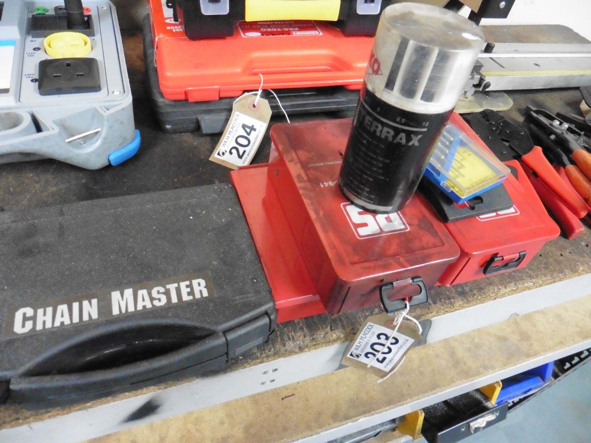 MFX 360S blind nut riveter kit, 2 RS part drill bit sets and another plus a Chainmaster press