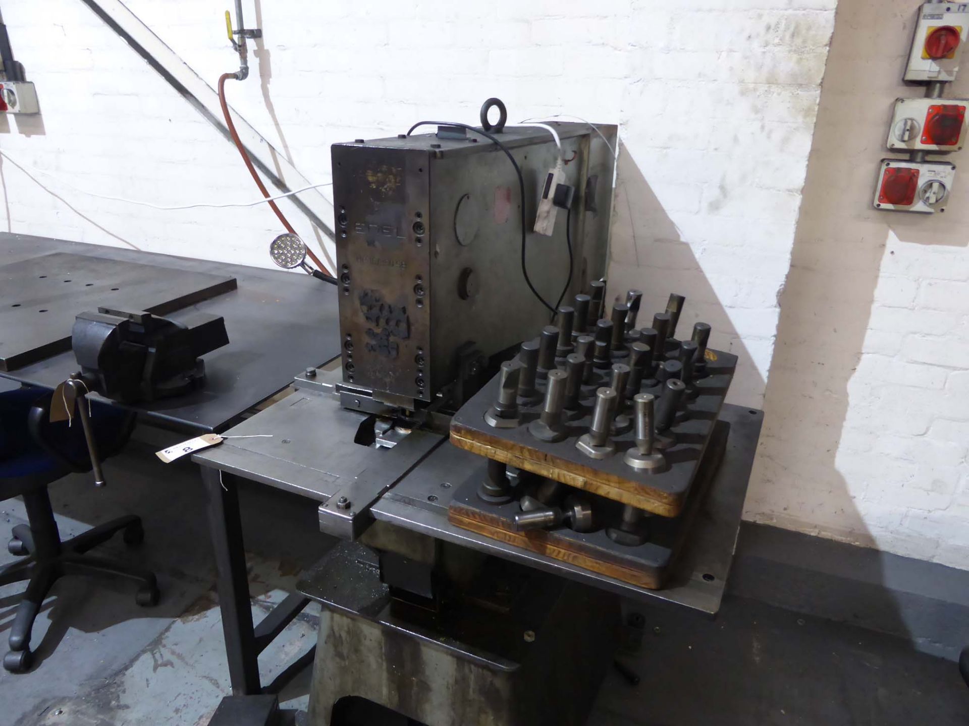 Edel air operated press with a range of tooling, treadle operated Model: HP16/350SB