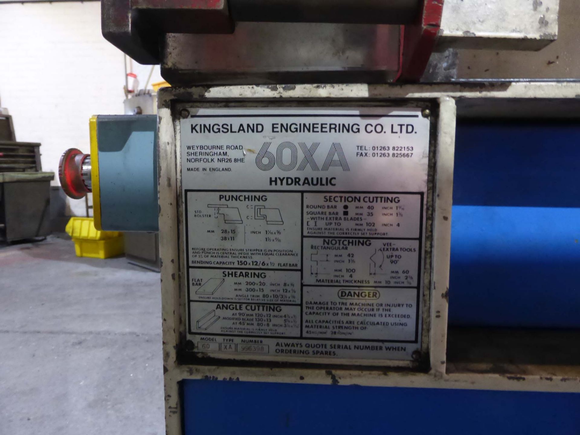 Kingsland 60 XA hydraulic metal working machine for punching, shearing, angle cutting, section - Image 5 of 9