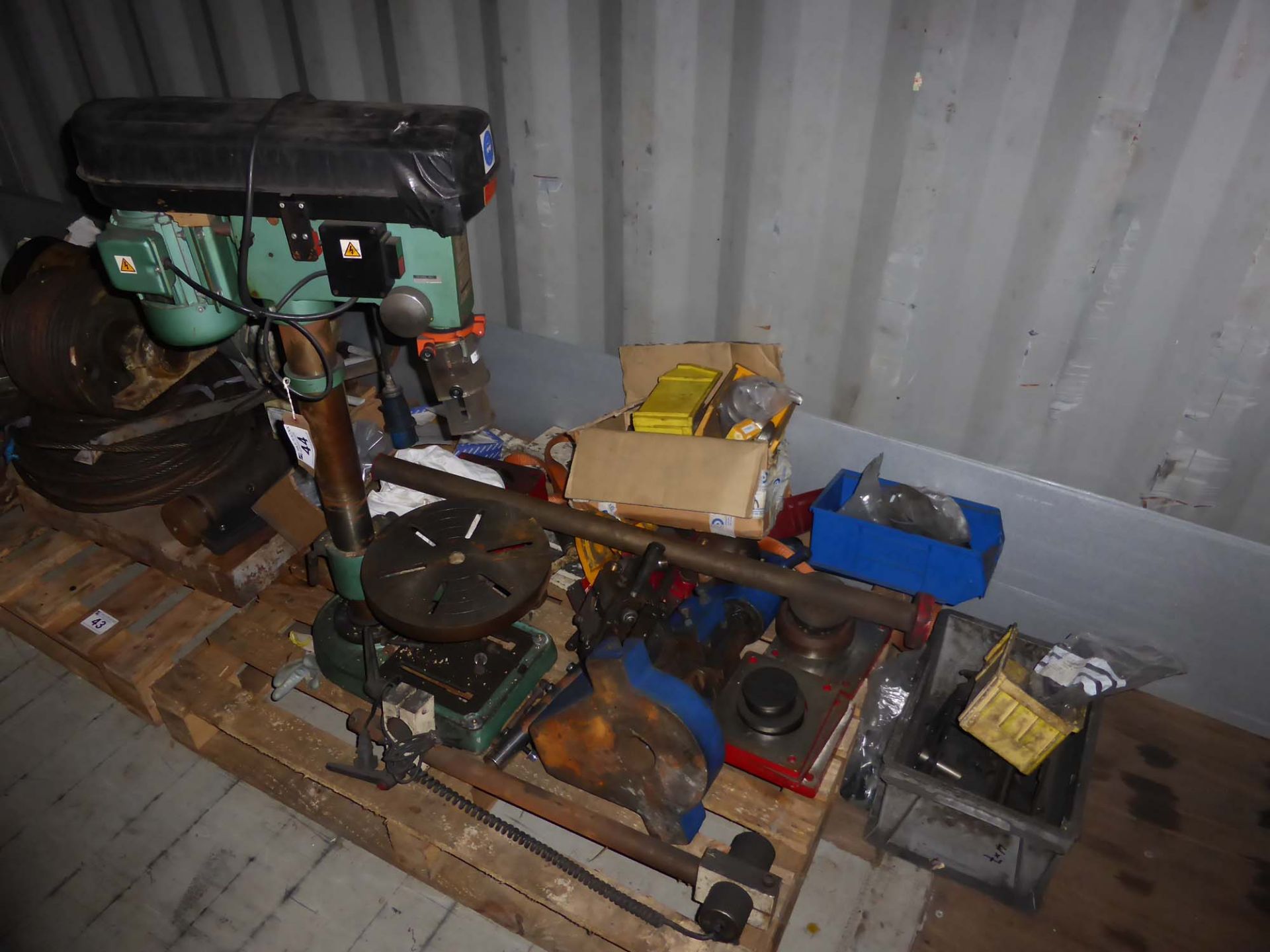 Pallet of return from site equipmment including a Meddings Popular bench drill, a fly press, - Image 2 of 2