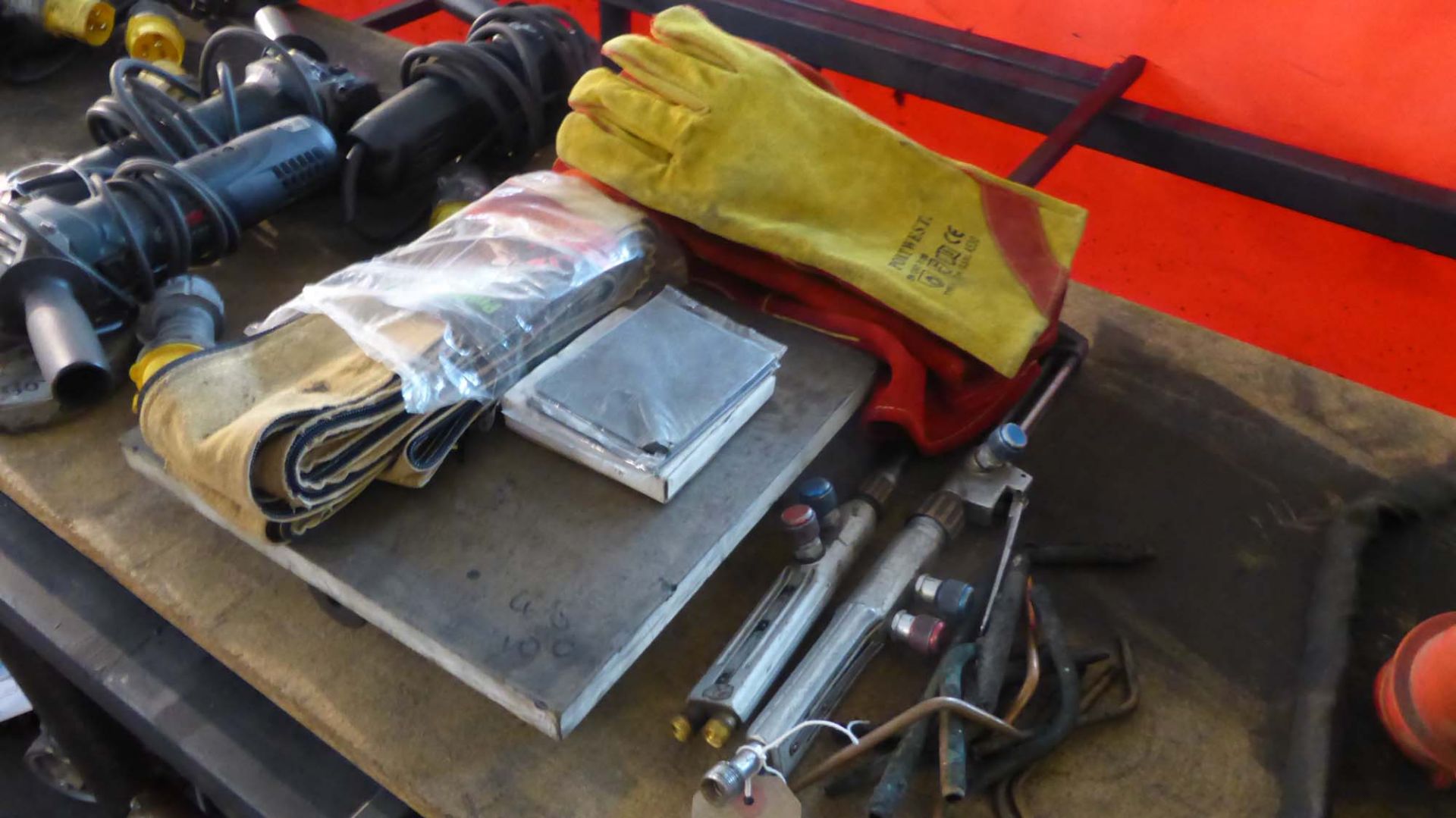 Oxy acetylene torches, welding gloves, welding mask lenses etc