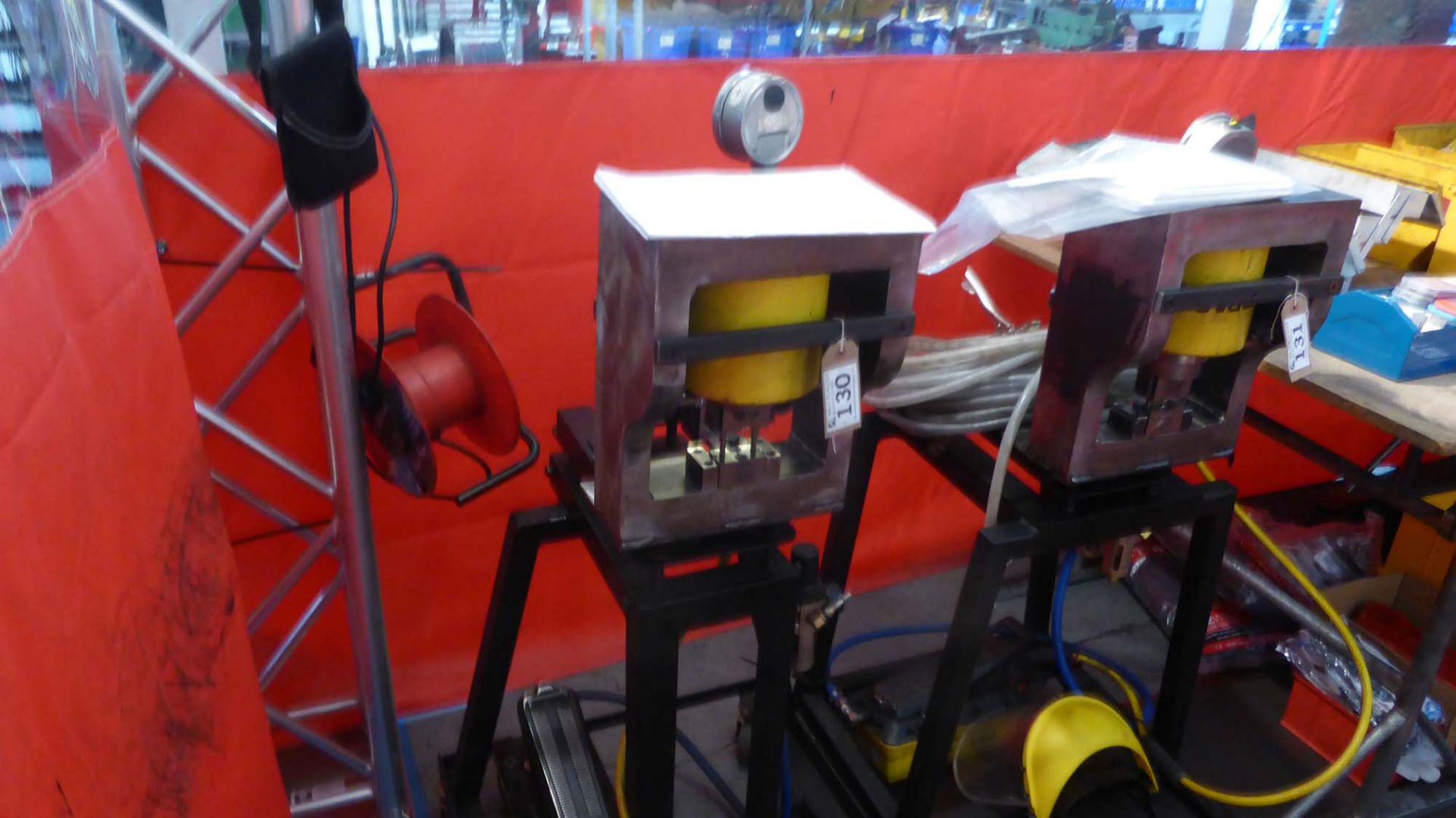 Specialist Enerpac 100 tonnes capacaity manual pneumatic crimping press with treadle control