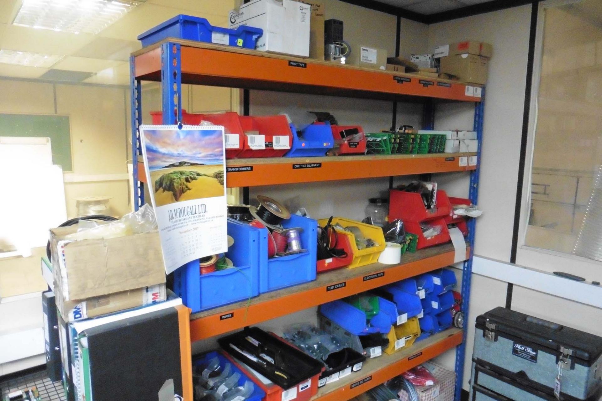 4 bays of orange and blue shelf racking (not including contents) - Image 2 of 3