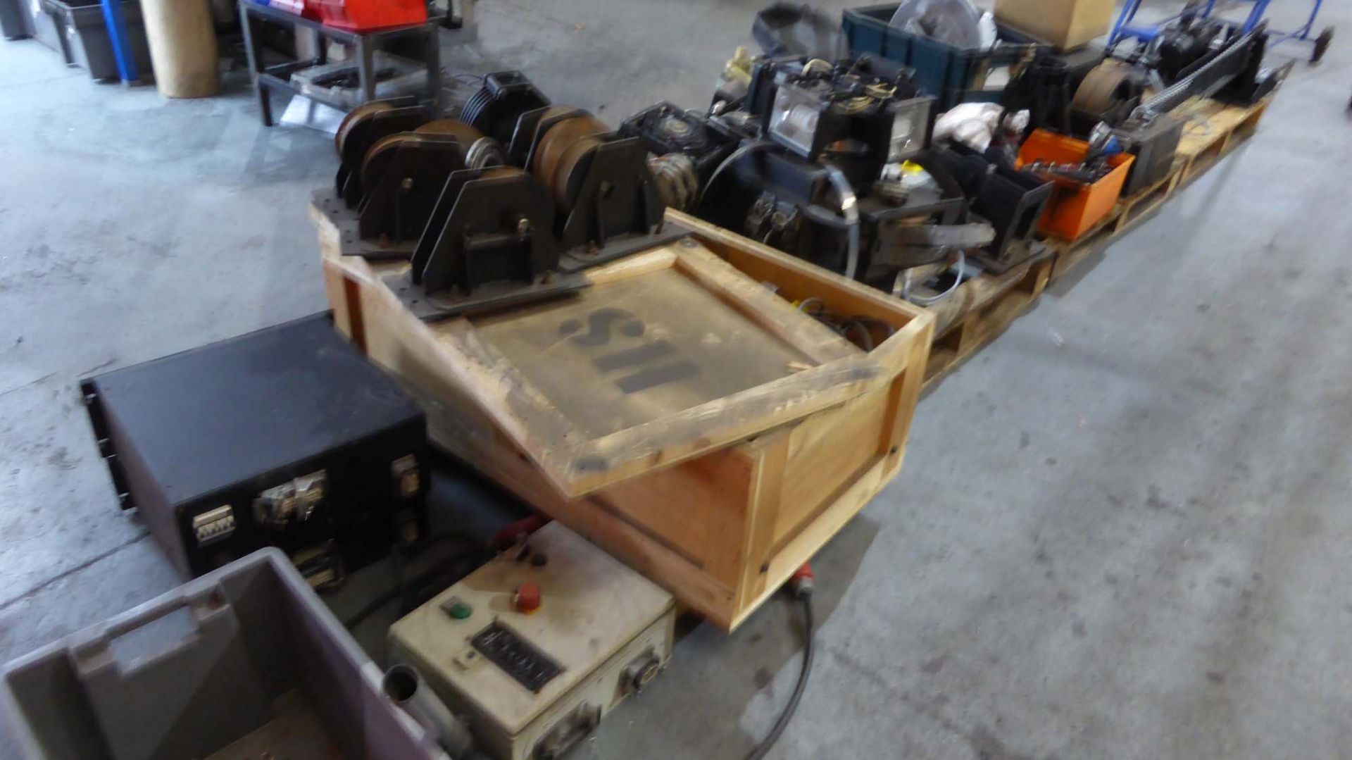 4 pallets of assorted second hand cinema track components including winching units, gear box motors, - Image 8 of 8