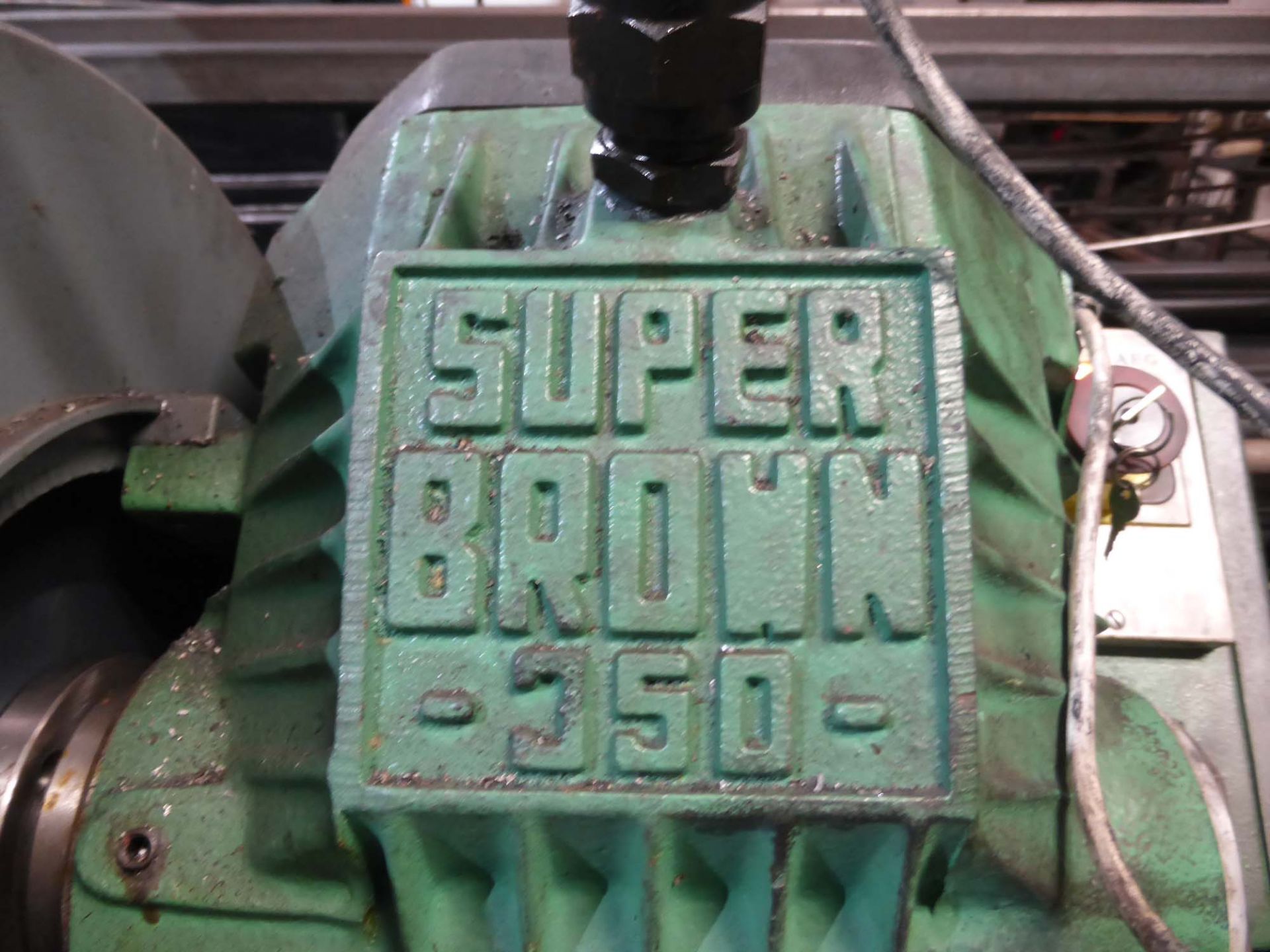 Pedrazzoli Super Brown 350 rotary cut off saw together with a section of roller feed tabling Machine - Image 2 of 5