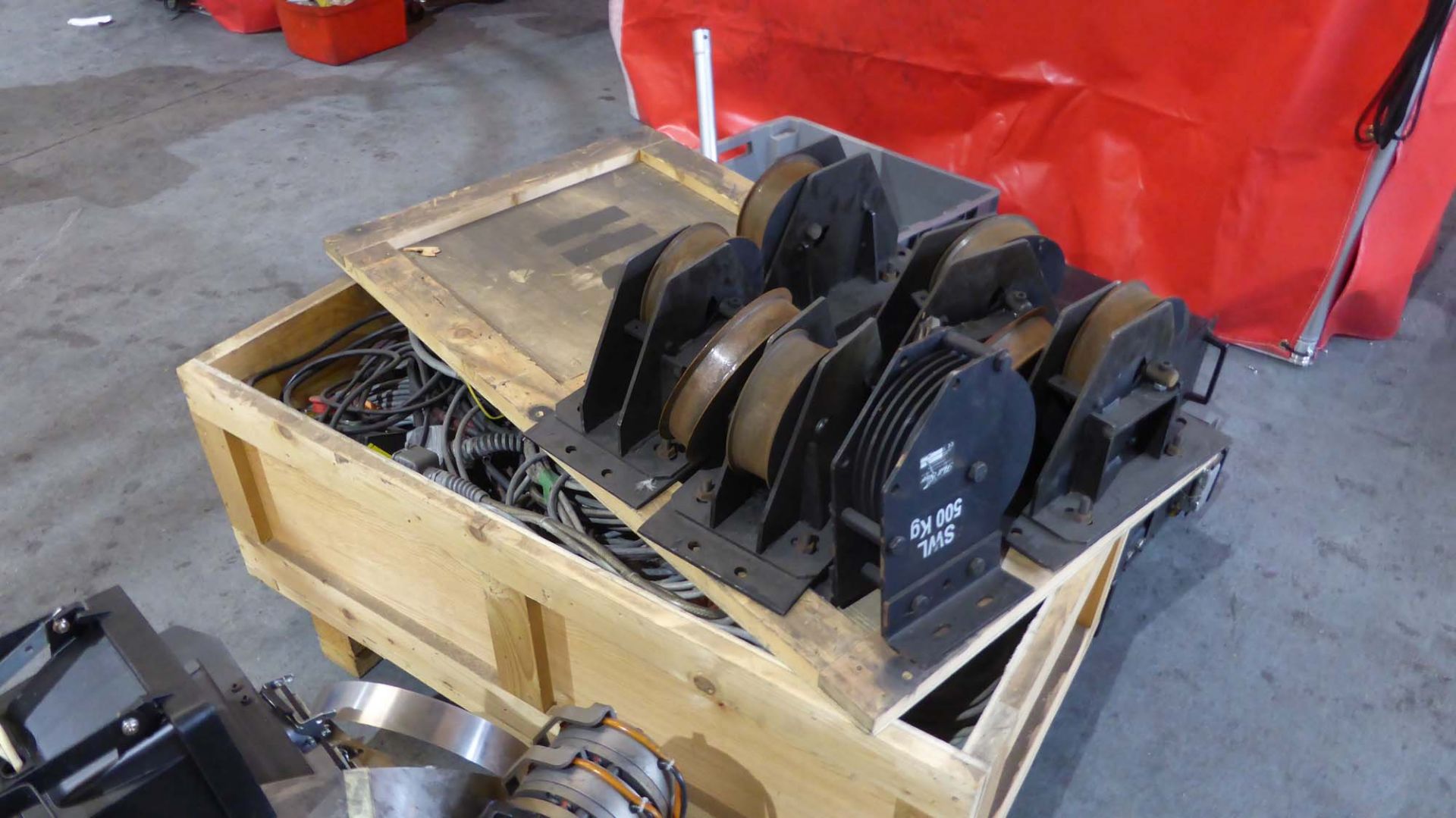 4 pallets of assorted second hand cinema track components including winching units, gear box motors, - Image 5 of 8