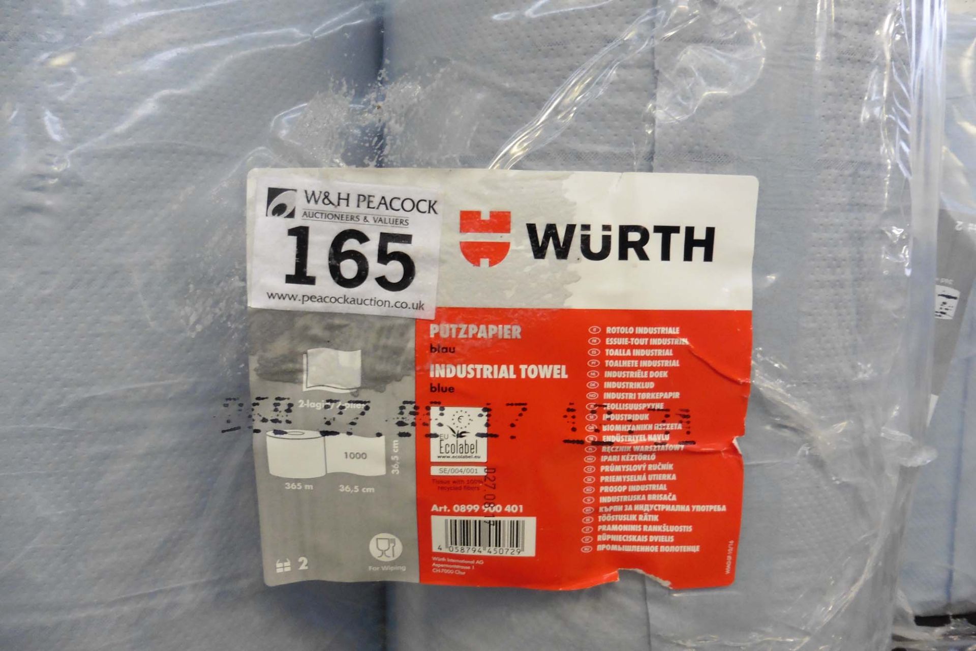 Five rolls of Wurth industrial paper towel - Image 2 of 3