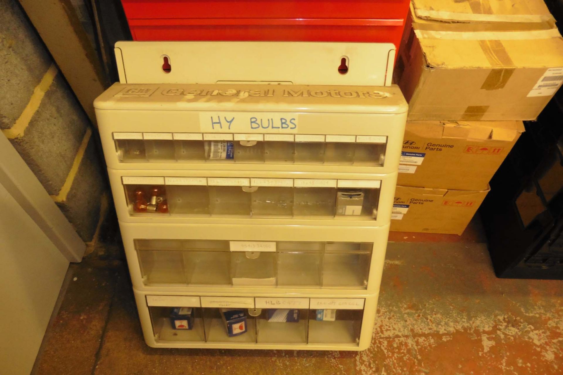 Red multi drawer unit containing nuts, bolts, washers, split pins, fuses, pipe fittings, etc - Image 3 of 6